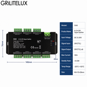 Les acheteurs de projets choisissent le répartiteur de signal SPI SA6 à 6 voies pour qu'un seul contrôleur puisse atteindre plusieurs bandes LED adressables. - Product Image 2