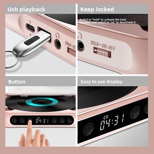 Lecteur <span class=keywords><strong>CD</strong></span> portable personnalisé avec interface 3,5 mm pour haut-parleur, affichage, fonction répétition, apprentissage <span class=keywords><strong>CD</strong></span>, compact et léger, type Walkman - Product Image 3