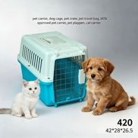 Caisse de transport rigide en plastique pour animaux de compagnie (chiens et chats de petite taille), ventilée, pour le contrôle à l'aéroport et les voyages en avion
