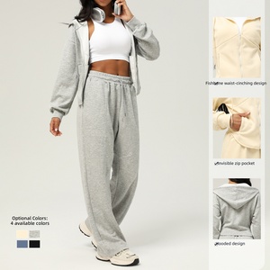 Nuovo Stile Abbigliamento Sportivo Autunno e Inverno, Completo Due Pezzi da <span class=keywords><strong>Donna</strong></span>, <span class=keywords><strong>Pantaloni</strong></span> Casual, Giacca con Cappuccio Larga, Set Fitness - Product Image 1