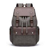 Sac à Dos Homme En Gros Imprimé Logo Personnalisé, Vintage Rétro Végane Décontracté, en Toile et Cuir, avec Cordon de Serrage, pour Ordinateur Portable et Livres
