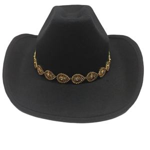 Chapeau de cowgirl unisexe pour femme, en feutre, avec strass brillants et paillettes, style western rétro Panama, à large bord, pour fêtes, festivals et activités en extérieur - Product Image 3