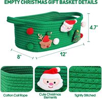 Panier de corde de coton de Noël tissé panier cadeau mignon panier de rangement décoratif organiser