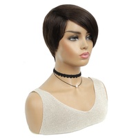 Wig Bob Lurus Tanpa Lem Murah Dengan Poni Pabrik 100% Rambut Asli Brasil Wig Rambut Manusia Buatan Mesin