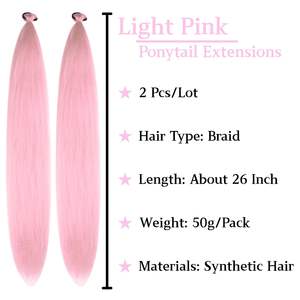 Extension <span class=keywords><strong>de</strong></span> <span class=keywords><strong>queue</strong></span> <span class=keywords><strong>de</strong></span> <span class=keywords><strong>cheval</strong></span> rose clair avec élastique, longue <span class=keywords><strong>queue</strong></span> <span class=keywords><strong>de</strong></span> <span class=keywords><strong>cheval</strong></span> synthétique tressée, tresses <span class=keywords><strong>de</strong></span> Noël, extension <span class=keywords><strong>de</strong></span> cheveux colorée pour tresses - Product Image 2
