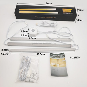 Paquete de 3 Luces <span class=keywords><strong>LED</strong></span> <span class=keywords><strong>con</strong></span> Sensor de Movimiento PIR para Debajo del Gabinete, <span class=keywords><strong>Enchufe</strong></span> USB, 4 Modos de Sensor de Tiempo, Barra de Luz de Aluminio, Kit de Luces para Gabinetes de <span class=keywords><strong>Cocina</strong></span> - Product Image 1