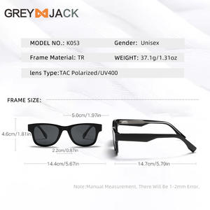 Lunettes de soleil unisexes K053 noires avec monture en alliage de cuivre TR, verres TAC, protection UV400, type 3, pare-soleil - Product Image 3