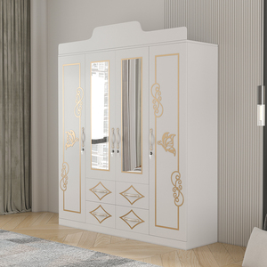 <span class=keywords><strong>Armadio</strong></span> Bianco per Camera da Letto a <span class=keywords><strong>Quattro</strong></span> <span class=keywords><strong>Ante</strong></span> <span class=keywords><strong>con</strong></span> <span class=keywords><strong>Specchio</strong></span>, Guardaroba in Legno di Alta Qualità di Grandi Dimensioni - Product Image 2