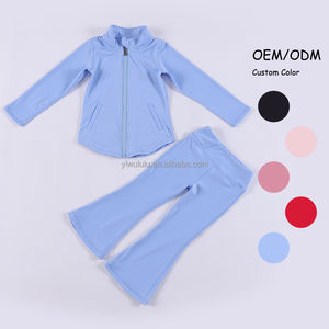 Tanzkleidung für Mädchen Yoga-Schlaghose und Jacke 2-teiliges Yoga-Set Fitness-Oberteil Sportanzug Yoga-Workout-Set für Kinder - Product Image 5