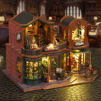 Kit de Bricolaje para Casa de Muñecas en Miniatura con Luz LED, Estilo Librería Mágica, Venta al por Mayor