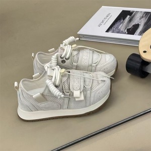 Chaussures de sport décontractées pour femmes, course et marche, semelle extérieure en caoutchouc épais, amorti estival, doublure en peluche, maille respirante, fermeture à lacets, automne - Product Image 2