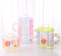 C & C 3 couches Château de cristal bleu Cage pour hamster d'intérieur à double pont Cages pour hamster transparentes de luxe accessoires pour hamster