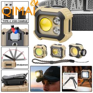 Lampe frontale rechargeable Qimai 2000 mAh, éclairage de travail LED, réglable multi-angles, avec clip pour casquette et affichage numérique - Product Image 1