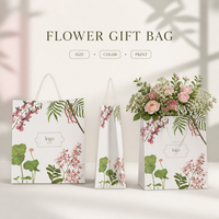 Bolsa de Regalo de Papel Floral Impresa Personalizada con Asas de Cuerda para Empaque de Flores Grandes