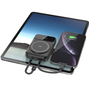 Chargeur sans fil rapide PowerBank 10000mAh avec câbles intégrés Pack de batterie magnétique Batterie externe magnétique Affichage LED pour tablettes de téléphone - Product Image 1