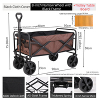 Chariot de camping pliable en plastique portable et durable, chariot de supermarché, chariot de photographie, chariot de plein air, remorque à pousser à la main, OEM, rangement facile