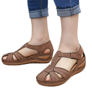 Novedad de Verano: Sandalias de Plataforma con Cuña para Mujer, Tallas Grandes, Estilo Europeo-Americano, con Aumento de Altura, de PU, para Exterior, con Punta Hueca y Costuras - Product Image 1