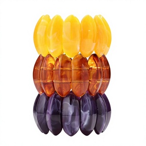 Ensembles de Bracelets Bohèmes Fantaisie en Résine Multicolores Extensibles Uniques, Bijoux de Mode Unisexe en Acrylique et Pierre de Lucite Élégants - Product Image 6