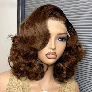 Perruques en <span class=keywords><strong>cheveux</strong></span> vierges vietnamiens 100% pré-épilées, densité 250, ombré, double trame, boucles rebondissantes, vague lâche, dentelle HD 13x4, sans colle - Product Image 1