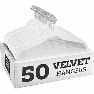 Cintres en velours antidérapants avec logo personnalisé, organisateur de vêtements floqué, cintre pour manteaux et pantalons pour le salon - Product Image 1
