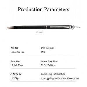 Stylo bille métallique professionnel 2-en-1 avec pointe tactile, personnalisable avec logo, fin, doré, idéal pour cadeaux, publicité, promotion, hôtels - Product Image 3