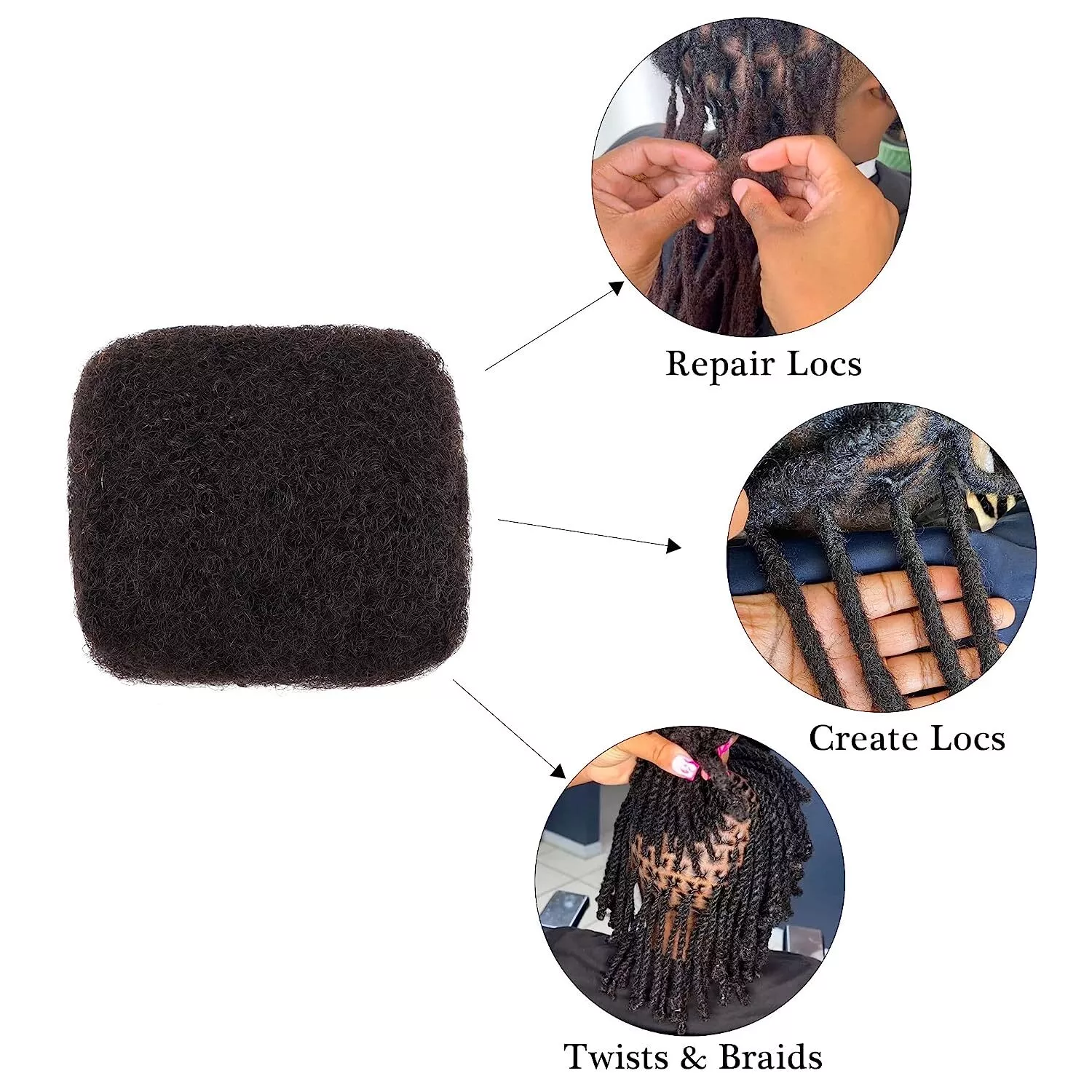 KAMA 100% Human Hair Extensions Dreadlock & Loc Extension for Afro Kinky Braids & Locs Repair Crochet Compatible Detail Section 6
