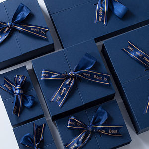 Caja de regalo de perfume de embalaje de cinta azul de lujo de cartón personalizado caja de regalo de té de cumpleaños lápiz labial cerveza pestañas peluca herramienta caja de regalo - Product Image 2