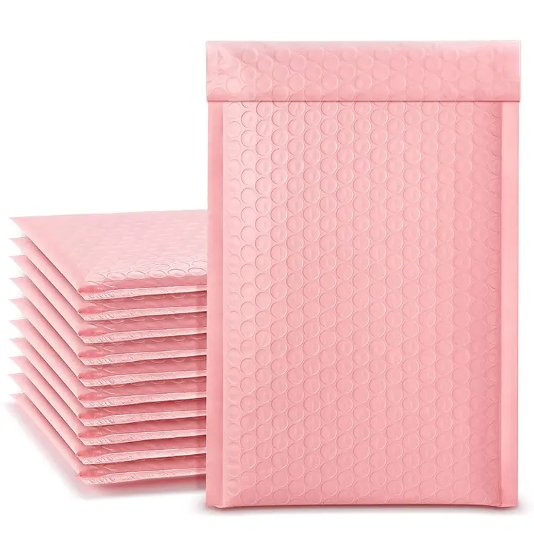 개인 로고 디자이너 자기 접착 핑크 패딩 거품 봉투, 사용자 정의 메일 링 가방 배송 보호 우편물 거품 패키지.