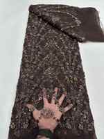 Dentelle de luxe brodée or motif vague d'eau florale à sequins pour robe de soirée de créateur, idéale pour les mariages à Dubaï et au Qatar