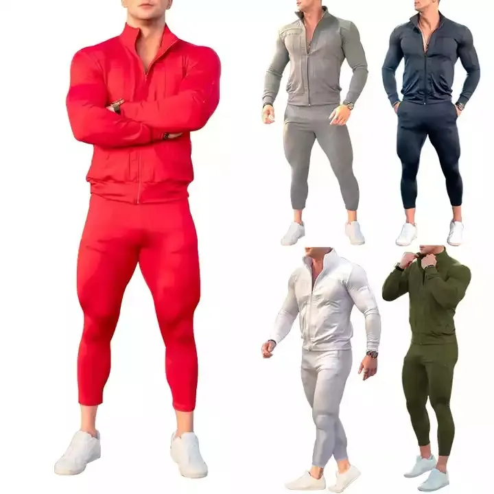 Chándal con cremallera para hombre, ropa deportiva para entrenamiento y trotar, conjunto de chándal informal, venta al por mayor