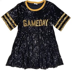 Abito Babydoll personalizzato gamday <span class=keywords><strong>donna</strong></span> abito oro viola nero <span class=keywords><strong>paillettes</strong></span> <span class=keywords><strong>Top</strong></span> - Product Image 4