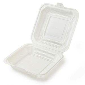 Vajilla Rectangular Desechable Biodegradable Blanca de 20.3x20.3cm, de Almidón de Maíz, con 3 Compartimentos, para Servicio de Catering en Restaurantes y Cantinas - Product Image 3