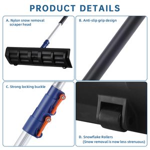 Rastrello da Neve Telescopico in Alluminio con Manico Lungo e Testa in Nylon Rinforzato per Tetto e Parabrezza Auto - Product Image 5