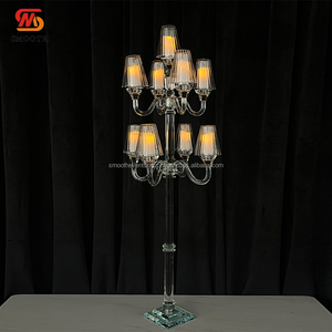 SMOOTH Tall Luxury Crystal <b>Clear</b> Glass Centerpiece <b>Table</b> Decoration Crystal Wedding Candle Holder for Events Decor - Product Image 1