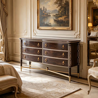 Commode à six tiroirs de style américain, luxe léger, moderne, en bois massif, table de salon, style néoclassique, meuble de maison