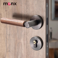 Serrure de porte minimaliste moderne, poignée en bois grainé d'origine, chambre à coucher intérieure, serrure de porte silencieuse pour pièce