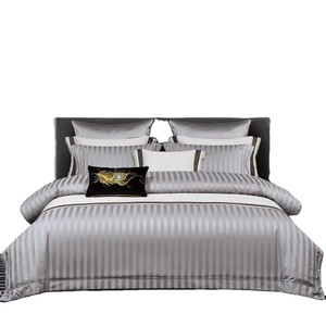 Hot bán Comforter Bộ bộ đồ giường, tấm ga trải giường sang trọng Satin Sọc sợi nhỏ bộ đồ giường đặt Duvet cover <span class=keywords><strong>Set</strong></span> - Product Image 1