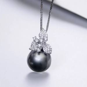 Accessoires en perles 31296DIY, pendentif en argent S925, simple et élégant, collier rond de 12 à 15 mm, support de pendentif en diamant, pendentifs et breloques - Product Image 5