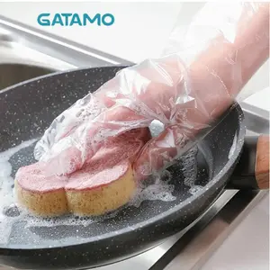 SP008 Hot Selling Household Waterproof Food Grade Transparent Extended Pe Gloves Disposable