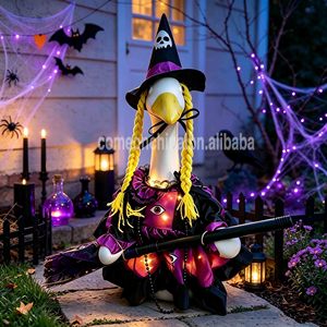 Disfraz de Bruja para Ganso de Porche de Halloween, para Jardín o Patio Exterior, Estatua de Ganso de Porche de 23 Pulgadas con Traje Decorativo - Product Image 2
