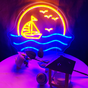 Sailboat Neon Sign <b>Lights</b> Custom Multi-Color Remote Control Wall Mountable Baby Gift Home Party Car Companies Event Decor - Product Image 1