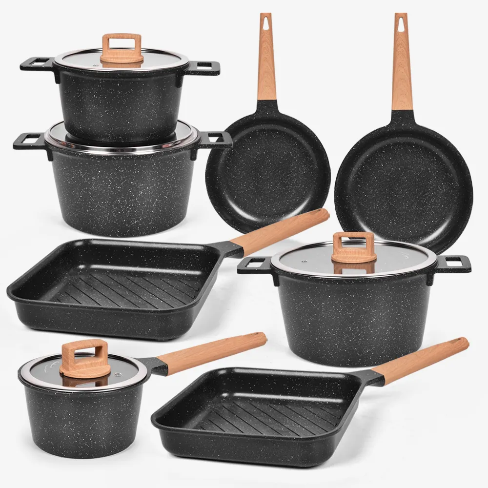 בישול מאהב קרמיקה nonstick מטבח גרניט אינדוקציה בישול סטים עם מחבתות