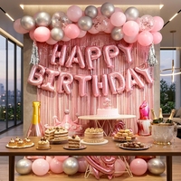 Ensemble de ballons lumineux à trois vitesses, couleur rose or, thème anniversaire, pour la décoration murale de fête d'enfants