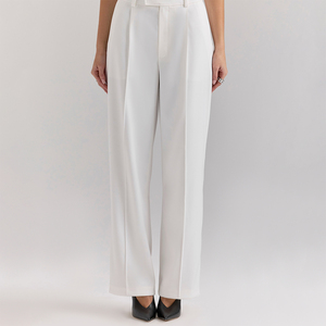 Chic <strong>White</strong> <strong>Wide</strong> <strong>Leg</strong> High Waist Tailored <strong>Trousers</strong> for <strong>Women</strong> Elegant Office Pants - Product Image 1