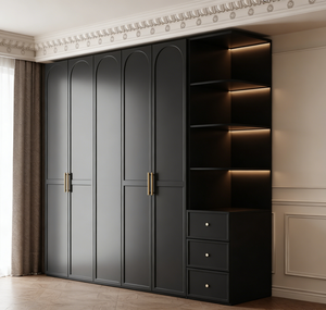 BALOM Customized Solid Wood Wardrobe Bedroom Furniture Walk in <strong>Closet</strong> <strong>Design</strong> With Adjustable Shelves and Hangers - Product Image 4