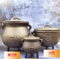Brûleur d'encens en fonte 3 pieds mini pot mini chaudron avec couvercle