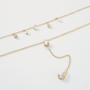 Collana Multistrato con Ciondolo Individuale per Donna, Catena Sottile con Diamante in Vetro, <span class=keywords><strong>Collare</strong></span> Semplice - Product Image 6