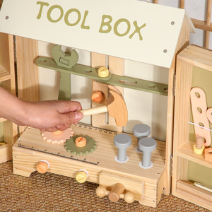Boîte à outils en <span class=keywords><strong>bois</strong></span> pour enfants jouet garçon vissage Simulation jouer maison Puzzle éducation précoce maternelle jouets - Product Image 2