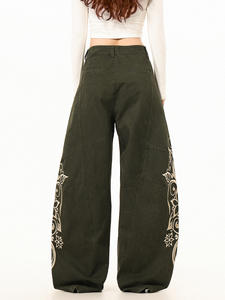 Pantalones de Diseño Unisex Casuales de Algodón 100% con Estampado Estético de Estilo Old Money, de Pierna Ancha Regular y Bajo Curvo - Product Image 4