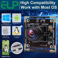 Cámara Web ELP H.264 1080P con Sensor IMX323, Mini Cámara USB de Baja Iluminación, Módulo de Cámara de Gran Angular de 180 Grados con Micrófono para PC